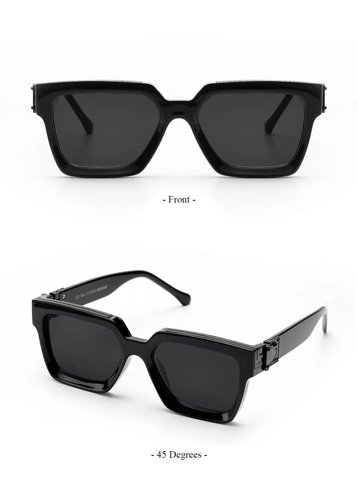 Ruiao Retro Black Millionaire Sunglasses – Luxury Square Designer Shades for Men & Women (2024)