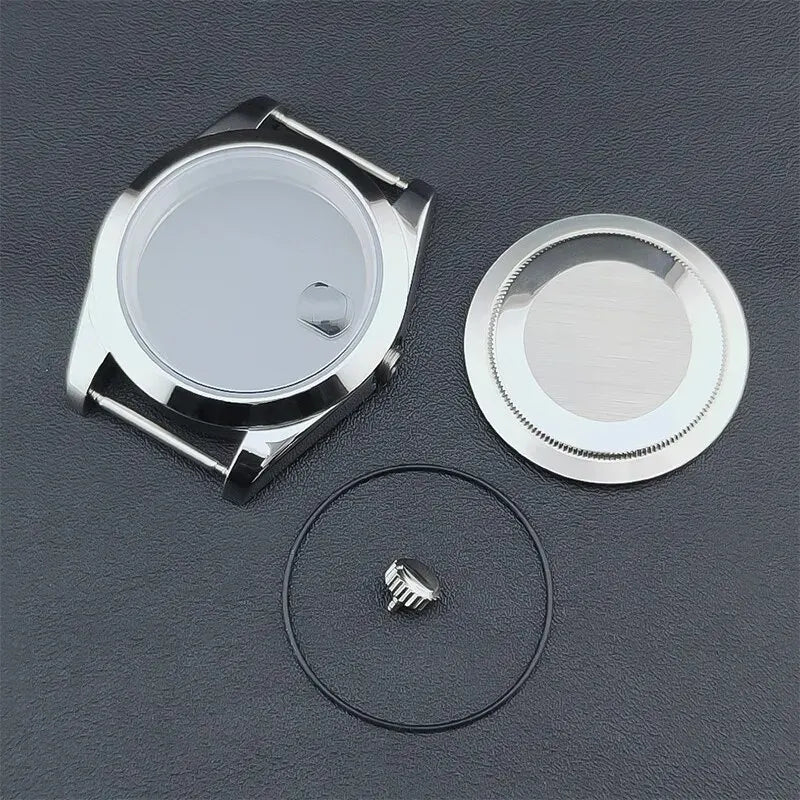 Neiton 36mm/39mm Silver Watch Case - Sapphire, Bevel Edge, 316L Stainless Steel for NH35, NH36, NH34 Movements