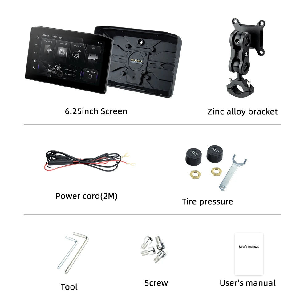 EKIY 6.25" Portable Digital Dashboard with Wireless CarPlay & Android Auto GPS Navigation - Anti-Theft Removable Screen for Motorcycle   2/2