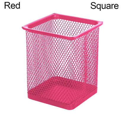 Multifunction Mesh Pen Holder - Round or Square Desk Organizer for Pens, Pencils & Stationery