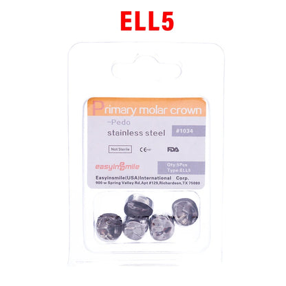 5PCS EASYINSMILE Kids Stainless Steel Dental Crowns – Primary Molar Teeth Refill D2-D7