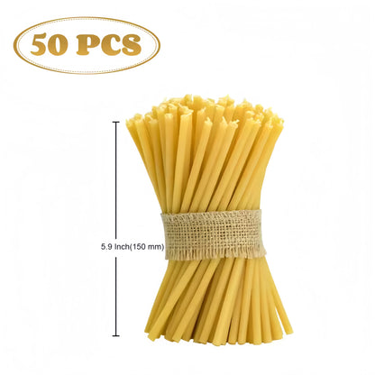 Beeswax Taper Candles — 50-500PCS Smokeless Honey Scented Candles for Church, Birthday, Christmas & Home