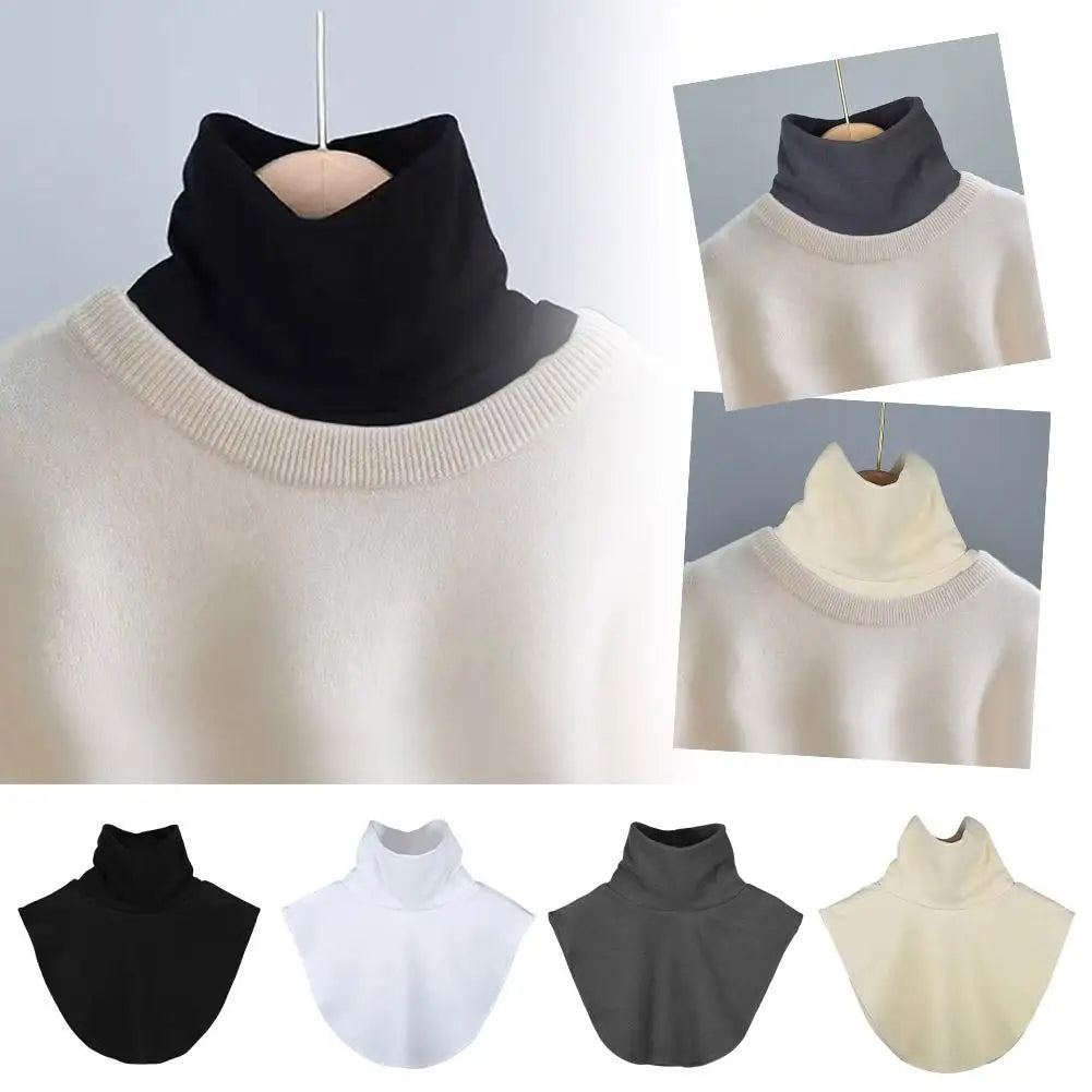 Women's Detachable High-Neck Collar - Soft Elastic Jersey False Collar and Neck Warmer in Solid Colors