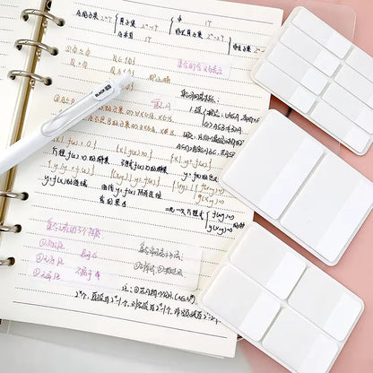 40/80/160-Page Frosted White Index Stickers - Transparent DIY Label Tabs for Office, School & Study Supplies