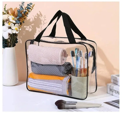 3-Size Transparent Toiletry Bags – Large Capacity Travel Organizer Stroller Bag for Makeup, Cosmetics & Multifunctional Storage