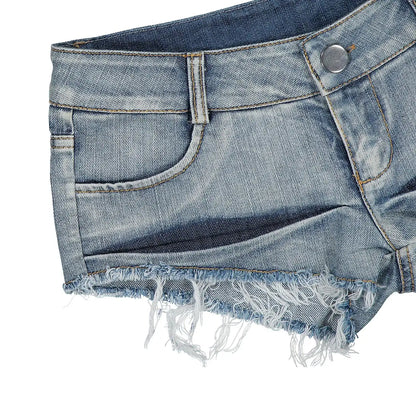 Sexy Low Waist Perforated Denim Shorts – Summer Fashion Casual Hot Pants for Women