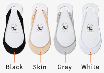 3 Pairs Women's Invisible Non-Slip Boat Socks – Ice Silk, Half-Palm, High Heel Liner Socks for Summer