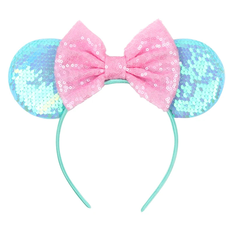 Disney Cartoon Mouse Ears Headband - Sequin Bow Hair Accessory for Girls, Birthday Parties & Cosplay