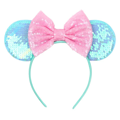 Disney Cartoon Mouse Ears Headband - Sequin Bow Hair Accessory for Girls, Birthday Parties & Cosplay
