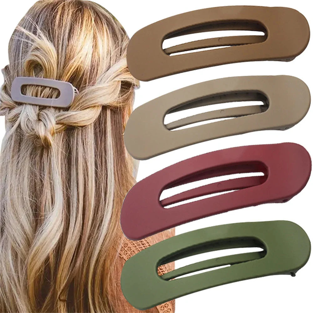 4Pcs Frosted Large Hair Clips Set – Solid Color Acrylic Non-Slip Toothed Hairpins for Women Fashion Hair Accessories