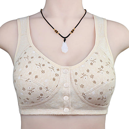 Women’s Cotton Wireless Bra - Soft Front-Closure Comfort Bra for Full Bust Support