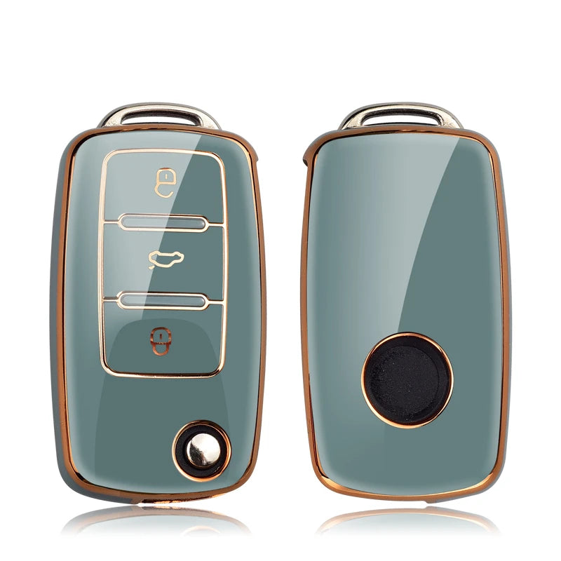 TPU Flip Key Case Cover for Volkswagen VW & Skoda/Seat Models – Protective Car Key Shell