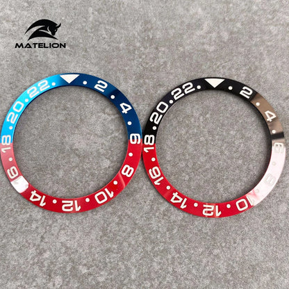 MATELION 38mm Ceramic Bezel Insert — Alloy Watch Ring for 40mm NH35/NH34 GMT Diving Watches