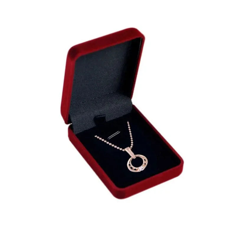Velvet Necklace & Pendant Box — Jewelry Organizer and Gift Storage Container for Trinkets