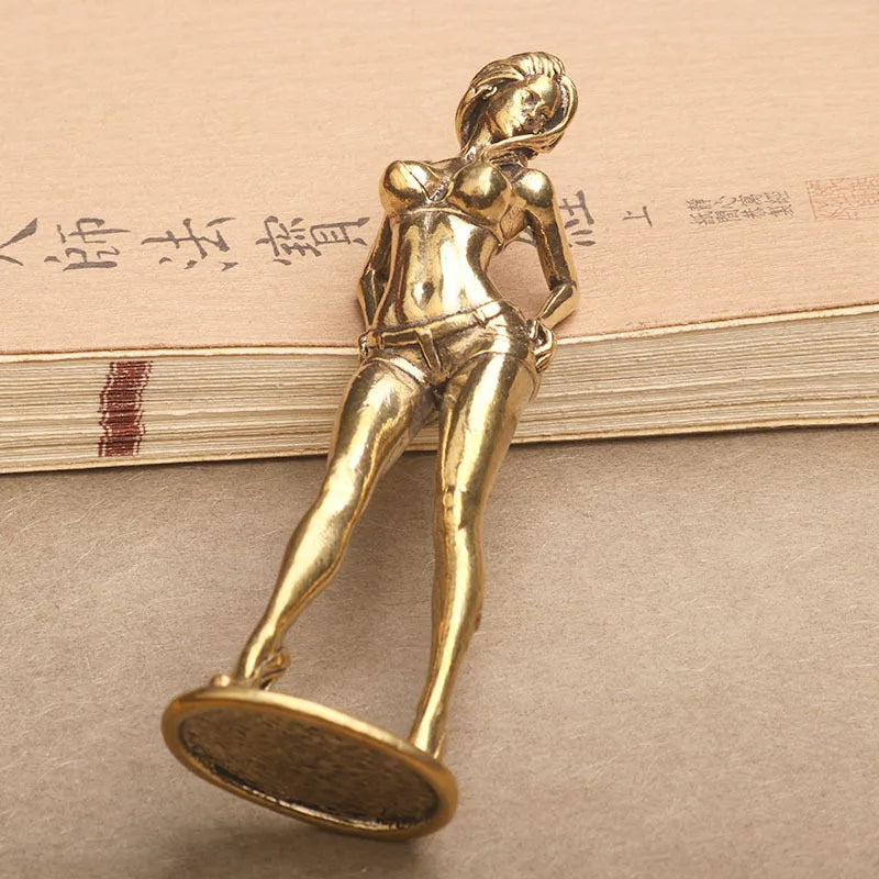 Solid Copper Bikini Woman Figurine Statue – Sexy Beauty Model Collectible Ornament Gift for Men & Home Decor Display