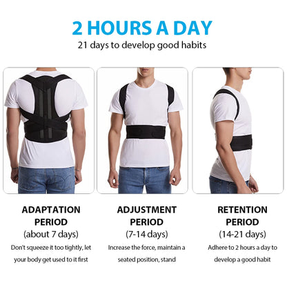 Adjustable Back Brace Posture Corrector Belt – Lumbar & Shoulder Support for Men & Women to Improve Scoliosis