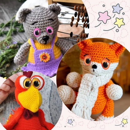 10PCS 3D Colorful Safety Eyes - Oval Crochet Doll Eyes for Amigurumi DIY Toy Making