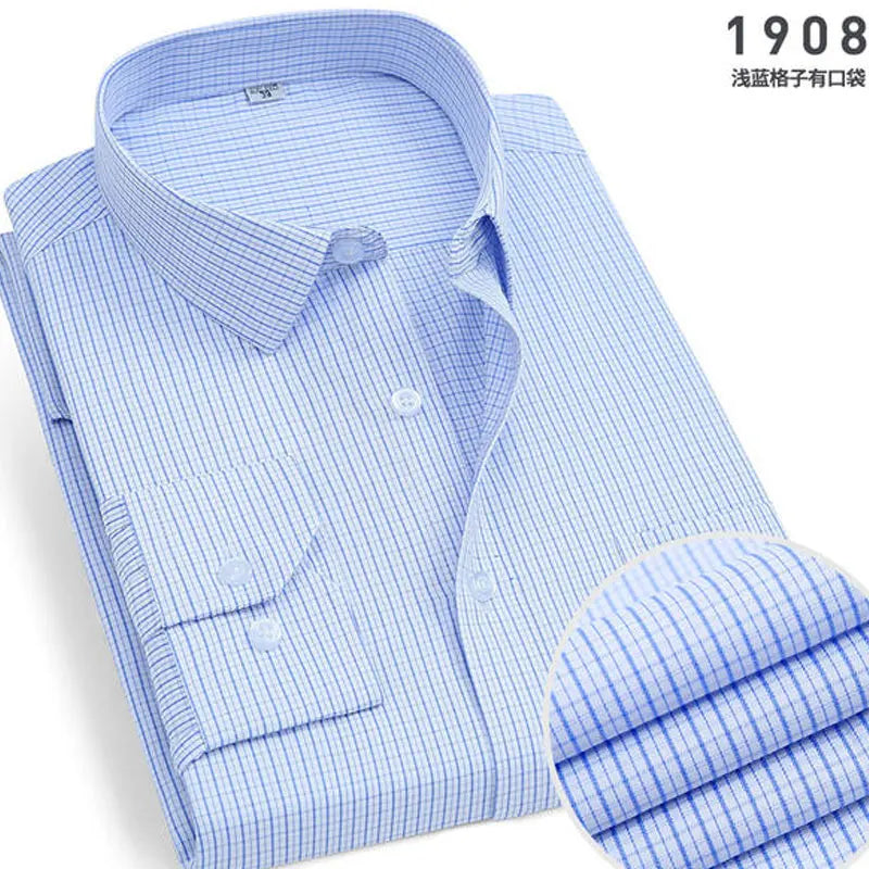 Men's Striped Long Sleeve Shirt - Slim Fit Wrinkle-Resistant Business Casual Shirt for Spring
