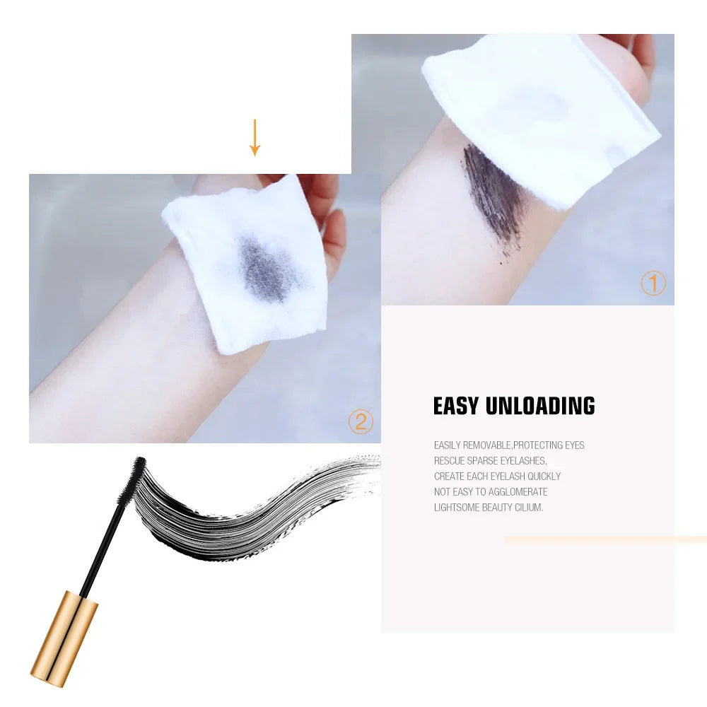 3D Lengthening Mascara - Black Eyelash Extension Effect with Long-Wear Gold Tube Makeup Brush