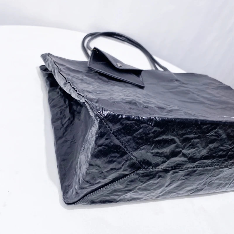 2025 Women’s Pleated Tote Bag – Luxury Vintage Oil-Wax Handbag, Large Capacity Shoulder Purse