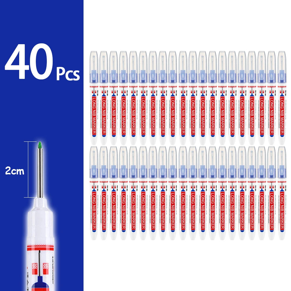 2cm Waterproof Deep Hole Marker Pen - Long Head Carpenter Markers for Metal Woodworking Tools 4-80pcs