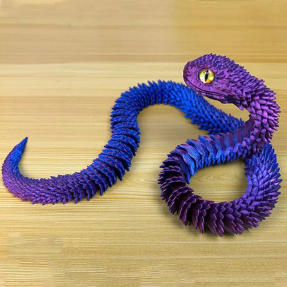 3D Printed Movable Joint Snake Figurine — Simulation Fidget Toy, Office Desktop Ornament, 2025 New Year Gift Craft