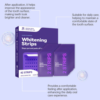Purple Teeth Whitening Strips - Advanced Whitening Gel for Yellow Teeth Stain Removal & Bright Smile Care