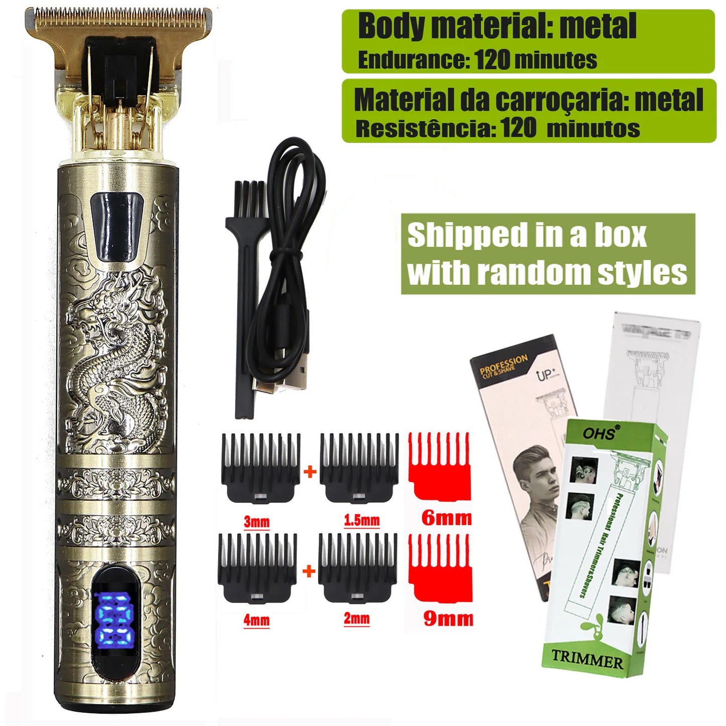 T9 Electric Hair Clipper & Beard Trimmer — 0mm Precision Body Hair Shaver for Men, Professional Haircut & Grooming