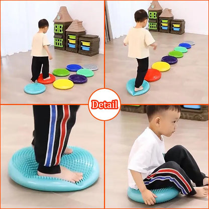 Montessori PVC Balance Stone - Inflatable Sensory Cushion for Children, Tactile Sensing & Social Games