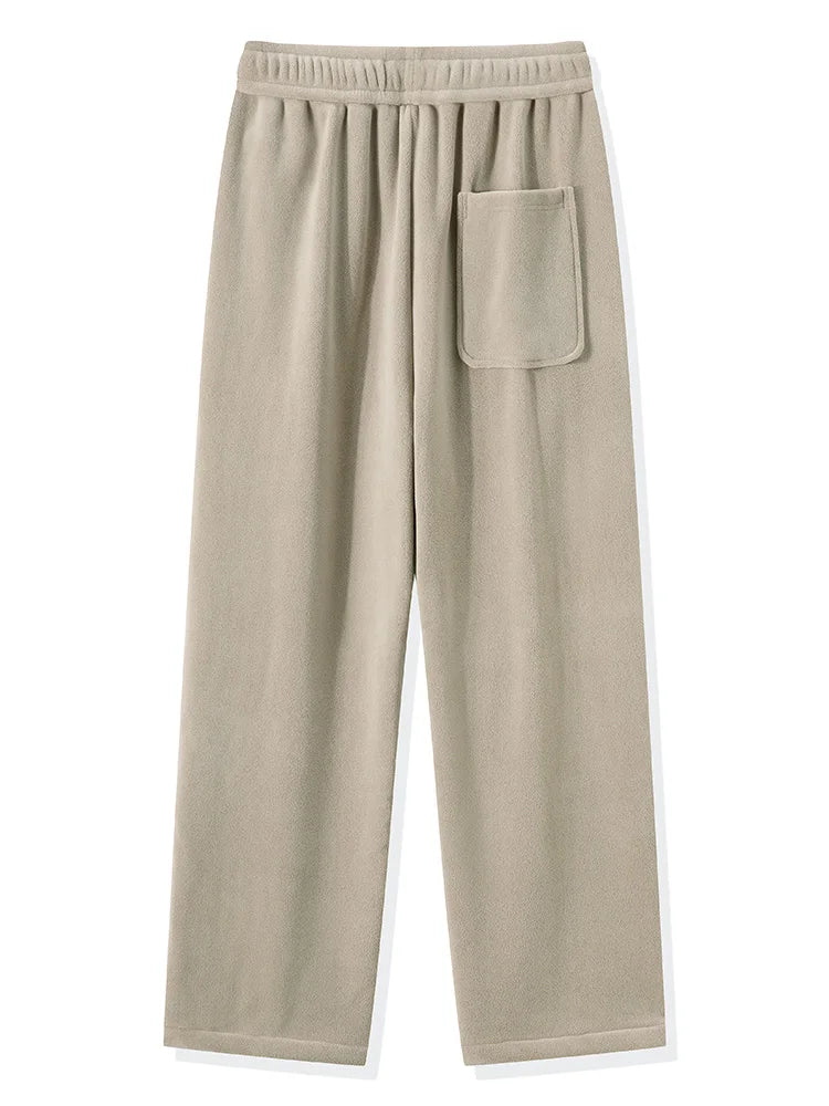 Winter Men’s Korean Fashion Fleece Sweatpants – Thick Warm Wide Leg Loose Thermal Track Pants