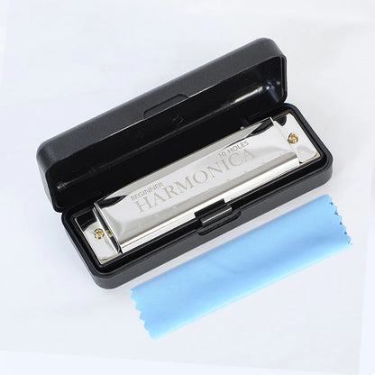 10-Hole C Diatonic Harmonica - Phosphor Bronze Beginner Mouth Organ with Case Kit