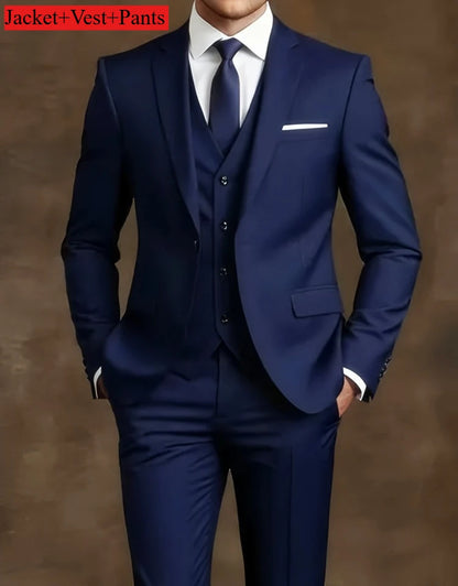 Men's Slim Fit Tuxedo Suit Set - Elegant Black Formal Suit for Weddings, Business & Special Occasions