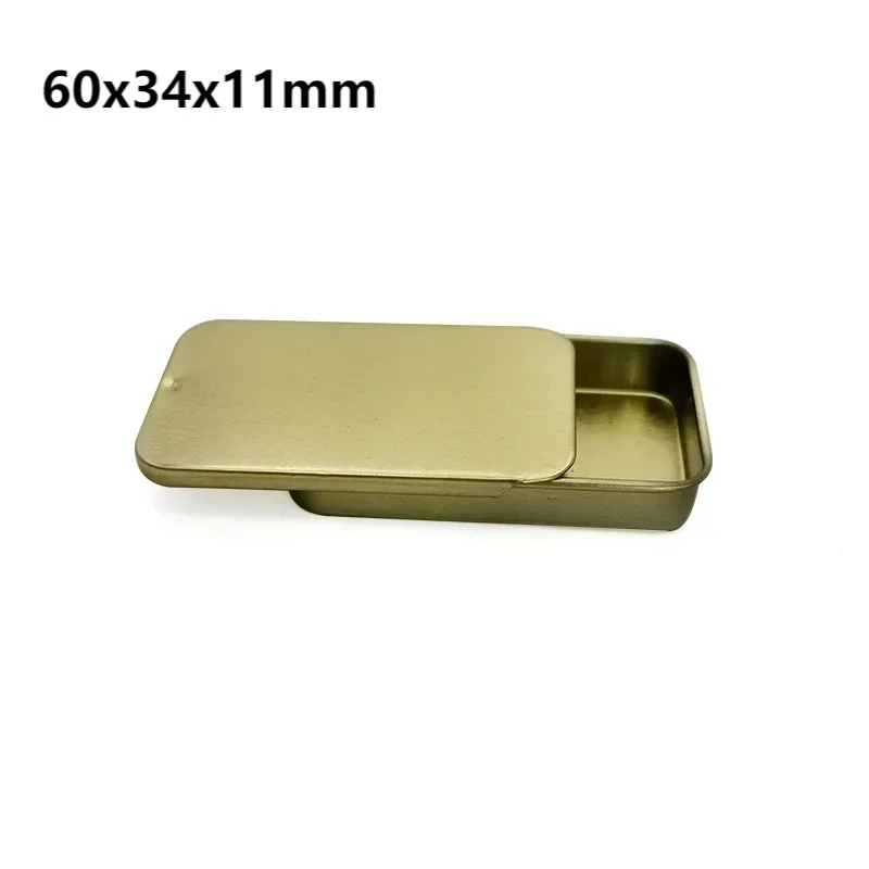 Metal Rectangular Tin Storage Box – Portable Slide-Cover Organizer for Candy, Pills & Small Items, Empty Tinplate Container