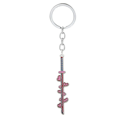 Anime Demon Slayer Sword Keychain – Mini Japanese Katana Enamel Pendant Souvenir Key Ring Bag Charm Exquisite Gift Decor