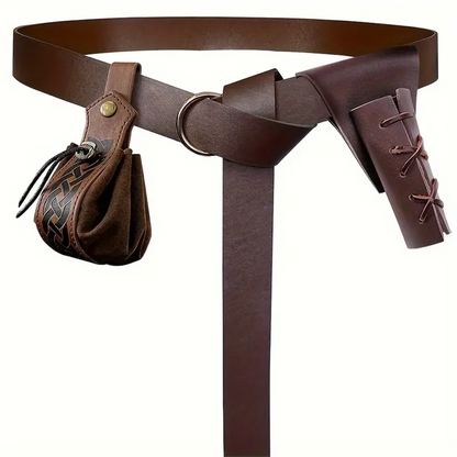 UYEE Medieval Vegvisir Knight Belt – PU Leather Waistband, Retro Renaissance Design for Men