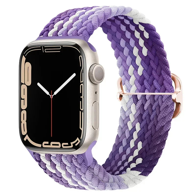 Braided Nylon Apple Watch Band – Adjustable Sport Strap Compatible with Ultra 2, Series 10/9/8/7/6/SE (40–49mm) Wrist Bracelet