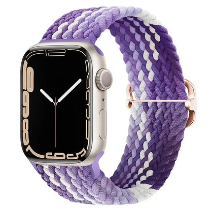 Braided Nylon Apple Watch Band – Adjustable Sport Strap Compatible with Ultra 2, Series 10/9/8/7/6/SE (40–49mm) Wrist Bracelet