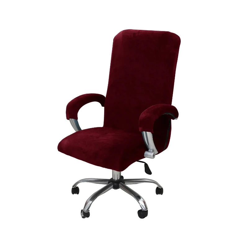 Velvet Office Chair Cover - Black Armchair Protector with Armrest & Gaming Chair Fit