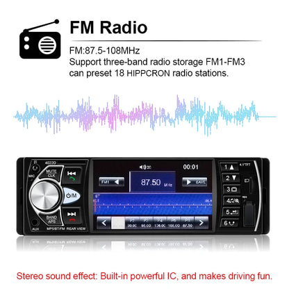 HIPPCRON 1DIN Car Stereo Radio 4.1 Inch MP5 Player - Bluetooth 5.0 FM USB Multimedia Player with Rear View & Steering Wheel Control