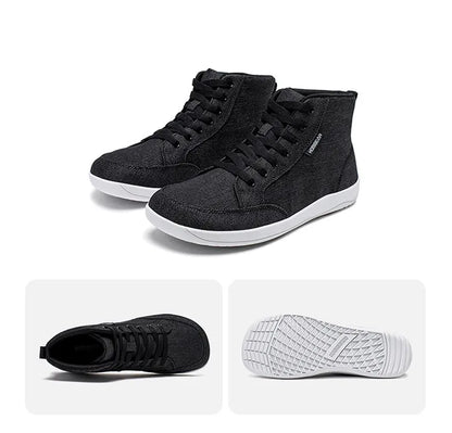 HOBIBEAR Mid-Top Barefoot Shoes – Unisex Wide Toe Canvas Sneakers for Walking & Outdoor