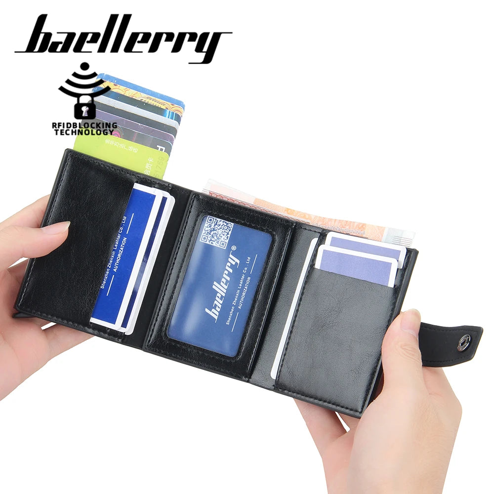 2023 RFID Men's Slim Mini Wallet - PU Leather, Hasp Closure, High Quality Short Card Wallet