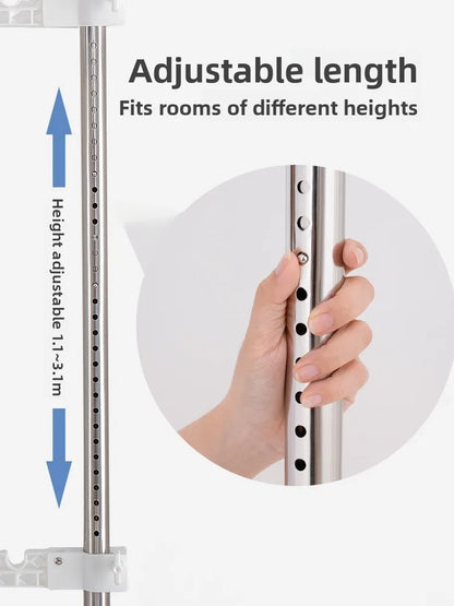 High-Bearing Floor-to-Ceiling Clothes Drying Rod — Indoor Hanging Rack, No Drilling Required