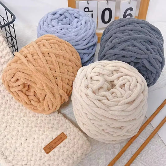 3PCS 300g Soft Chenille Knitting Yarn – Thick Ice Strip Cotton Wool Yarn for DIY Handmade Blankets, Scarves & Craft Projects