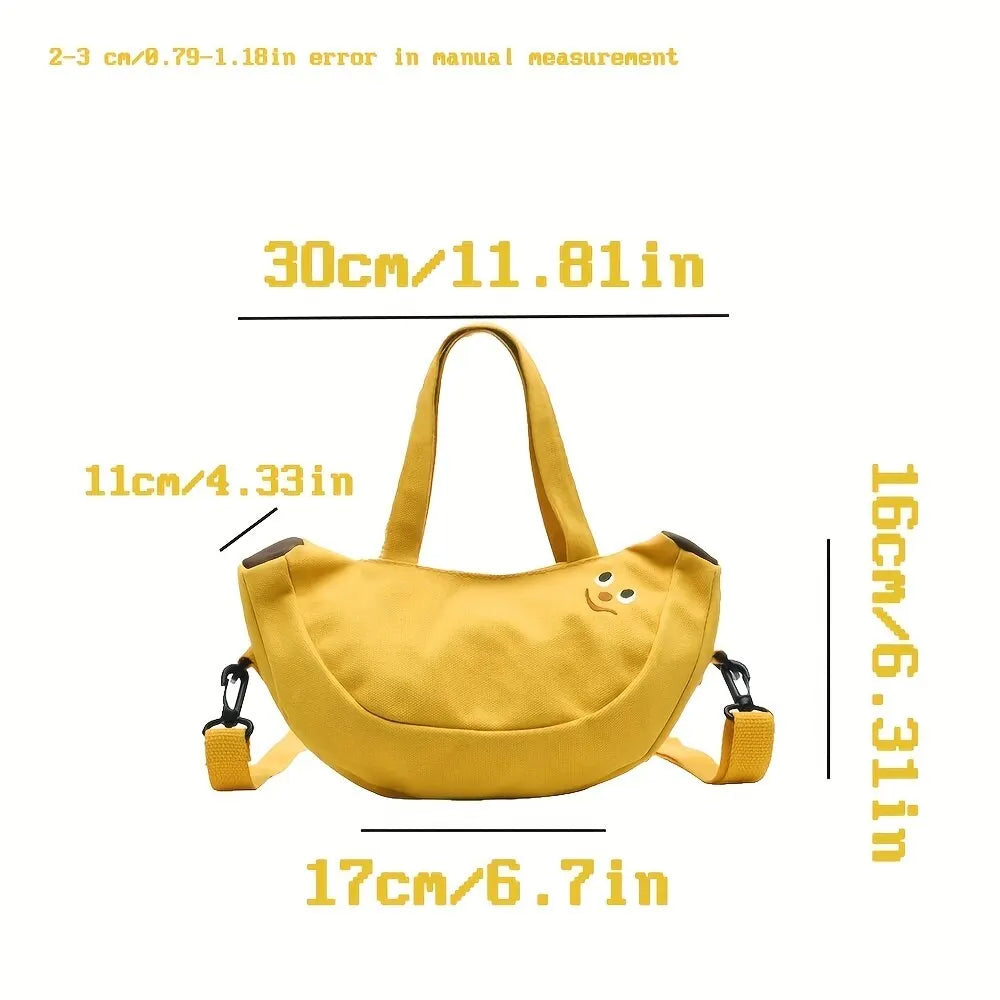 Cartoon Women's Crossbody Bag: Fashionable and Versatile Banana Shoulder Bag - Hand-held Canvas Women's Bag