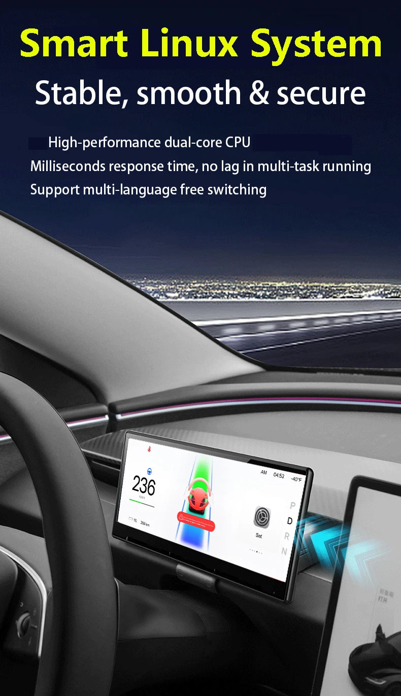 CATRONICS Head-Up Display for Tesla Model 3/Y – 8.9-Inch Linux System with CarPlay, Energy Consumption & Driving Data Detection