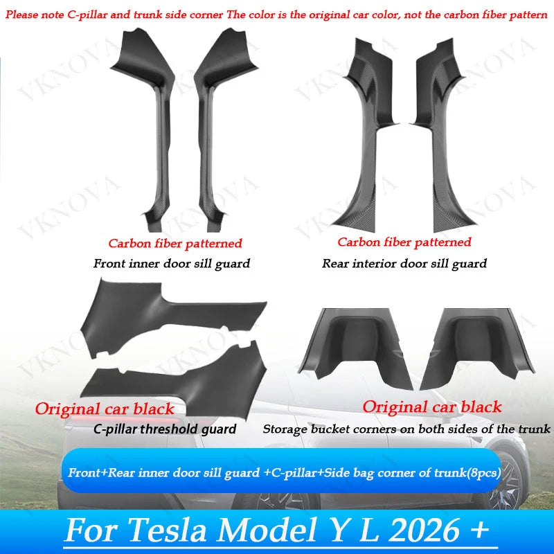 Tesla Model YL and Model Y Juniper 2025 Door Sill Guards – ABS Front and Rear Inner Threshold Protector Trim Plates