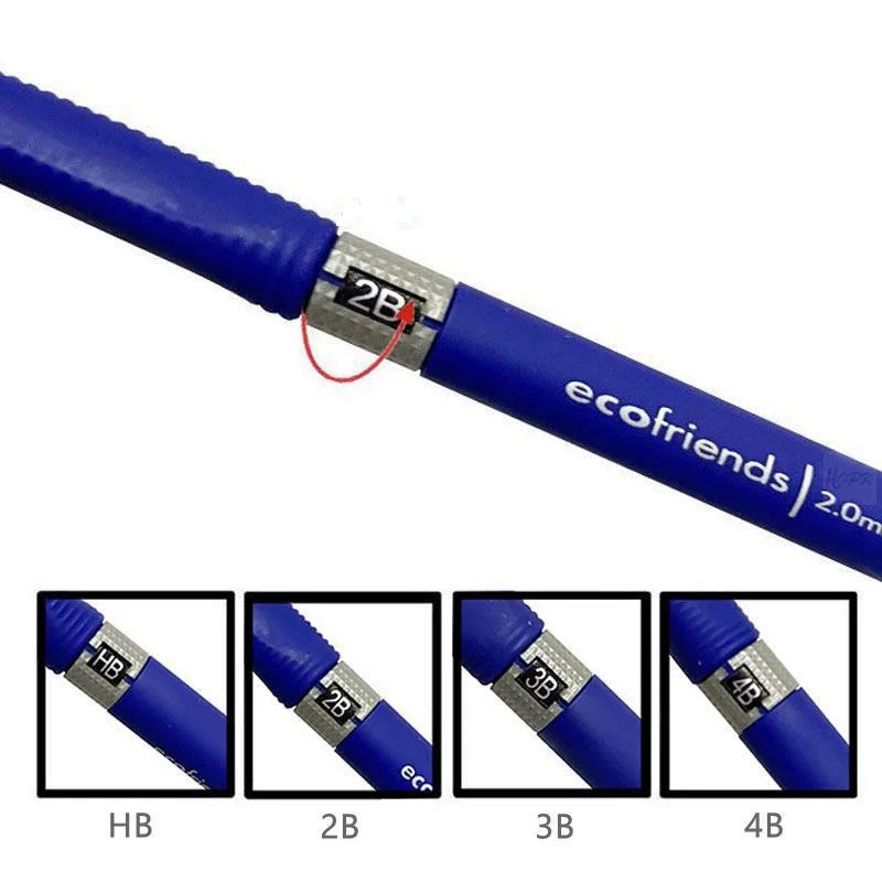 2.0mm Mechanical Pencil Set - Automatic Drawing Pencils with 2B Black and Colored Lead Refills for Writing, Sketching and Art