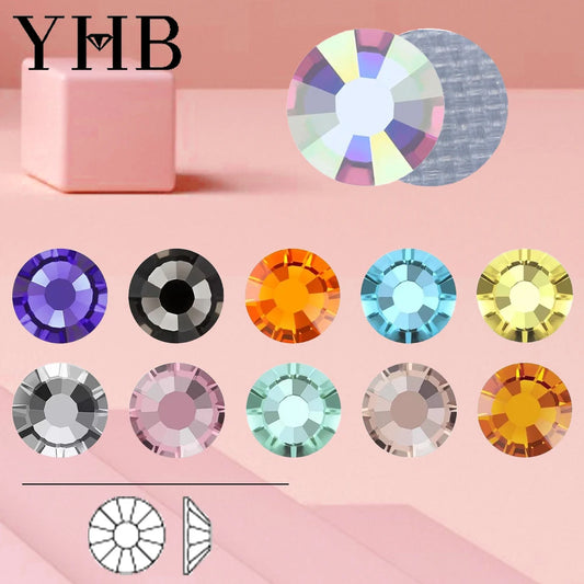 YHB 101-127 Hotfix Crystal Rhinestones - Glitter Glass Flatback Gems for Bags, Shoes, Garments, Phone & Nail Art DIY
