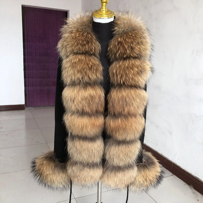 Women’s Spring & Autumn Sweater Cardigan – Real Fox Fur Collar Jacket, Natural Fur Outerwear