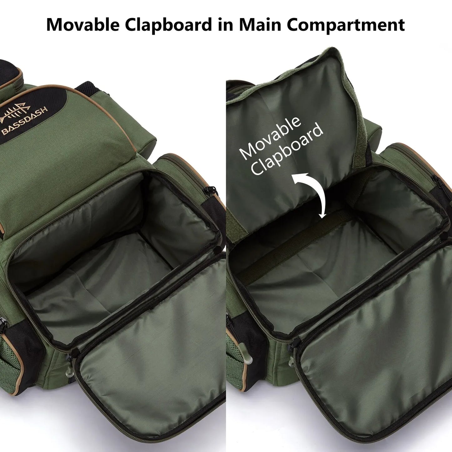Bassdash Tactical Fishing Tackle Backpack – Lightweight Multifunctional Tackle Bag with Storage Boxes